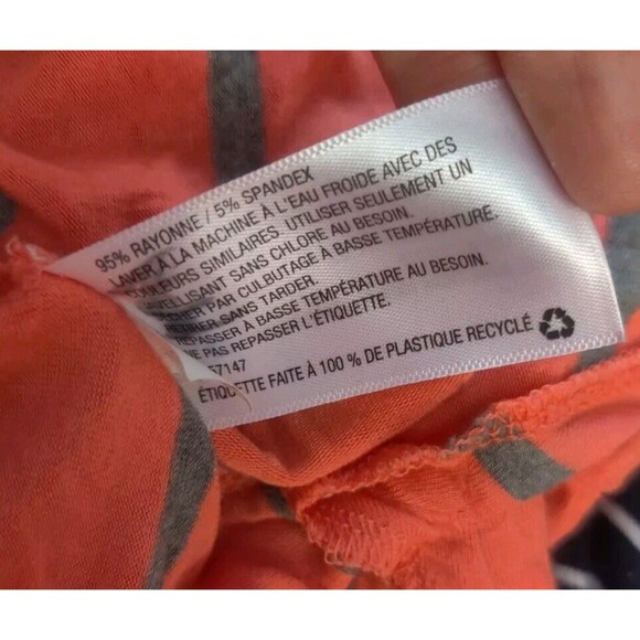 Liz Lang Maternity Womens Size XS TP Maxi Dress Orange Gray Stripe Tie Belt Baby - Picture 9 of 12